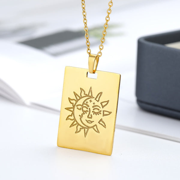 Sun Moon Tarot Card Necklace - Panacea Designs