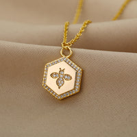 Hexagon Bee Necklace - Panacea Designs