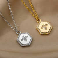 Hexagon Bee Necklace - Panacea Designs